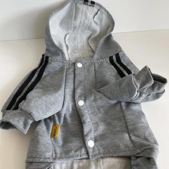 Meowwow Cat Dog Track Suit Outfit Gray Hooded Sweatshirt Hoodie Large One Piece - Picture 8 of 12